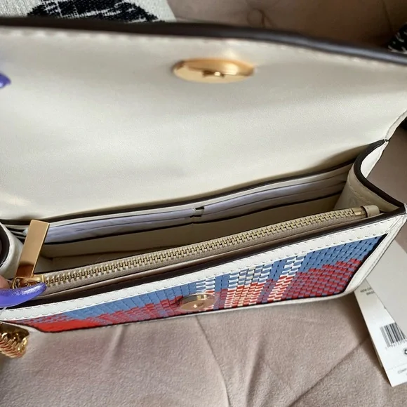 Tory Burch Emerson Woven Min Top Handle Satchel Bag New Cream Bright Samba - Picture 7 of 15